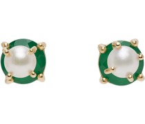 Gold & Green Pearl Earrings