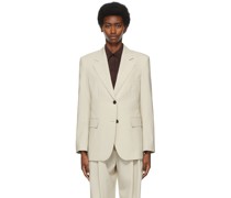 Beige Stretch Single Breasted Blazer