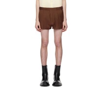 Brown Double Buckle Shorts