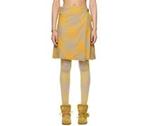 Yellow & Beige Check Midi Skirt