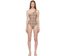 Beige Check Swimsuit