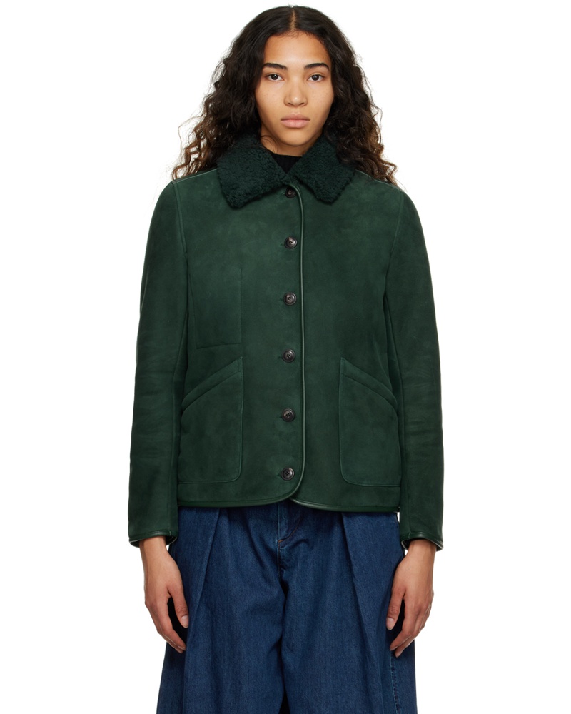 YMC Damen Green Brainticket MK2 Leather Jacket YMC Damen Green Brainticket MK2 Leather Jacket
