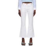 White Cropped Flared Jeans