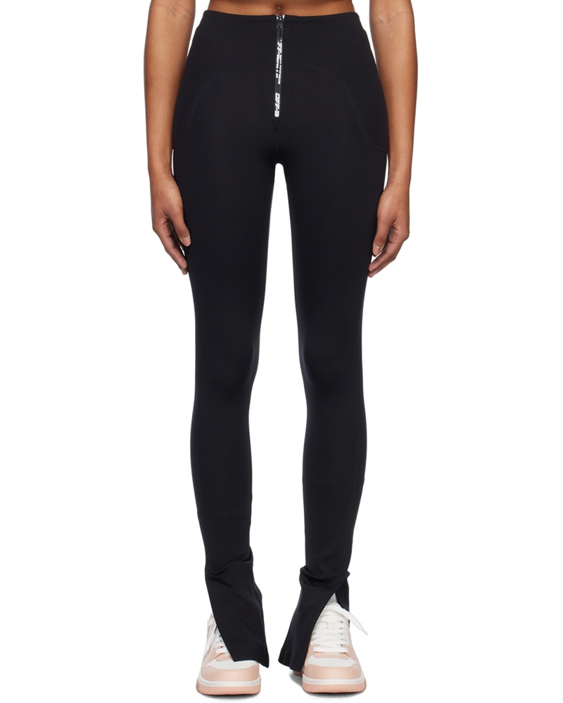 OFF-WHITE Damen Black Zip Leggings
