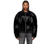 Black WDW Digi Shearling Bomber Jacket