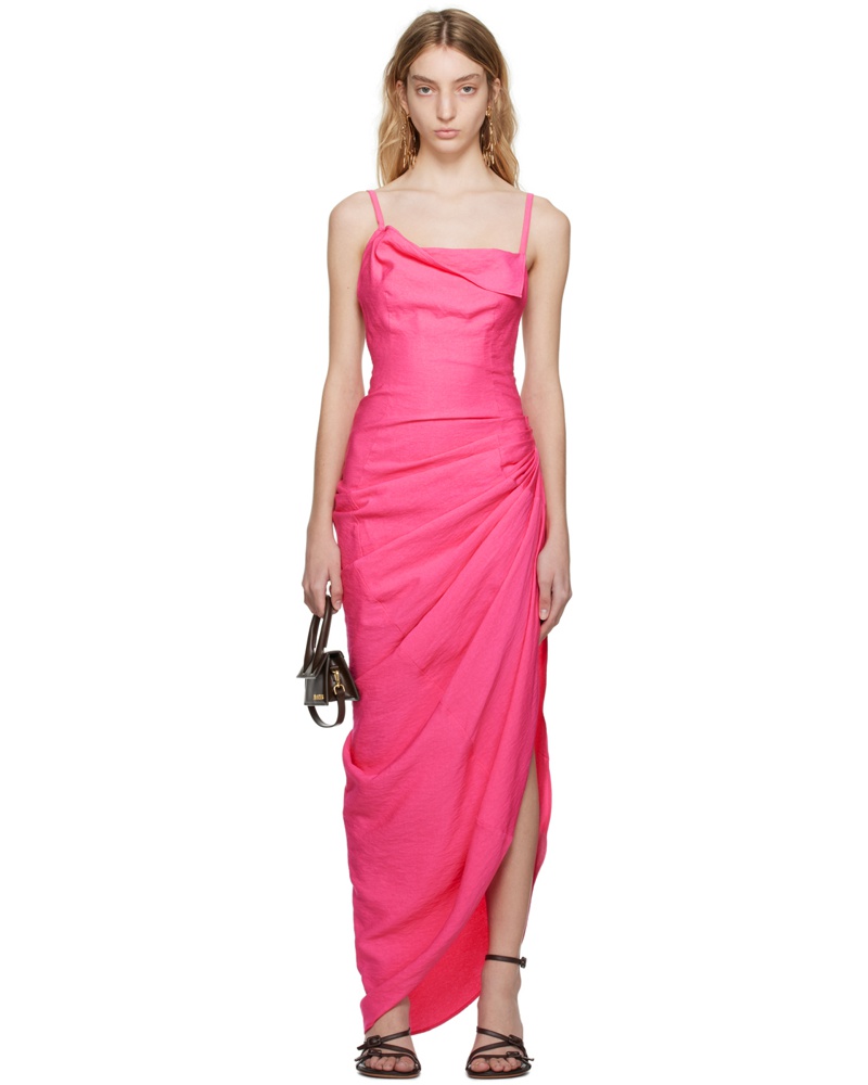 Jacquemus Damen Pink Le Raphia 'La Robe Saudade' Maxi Dress