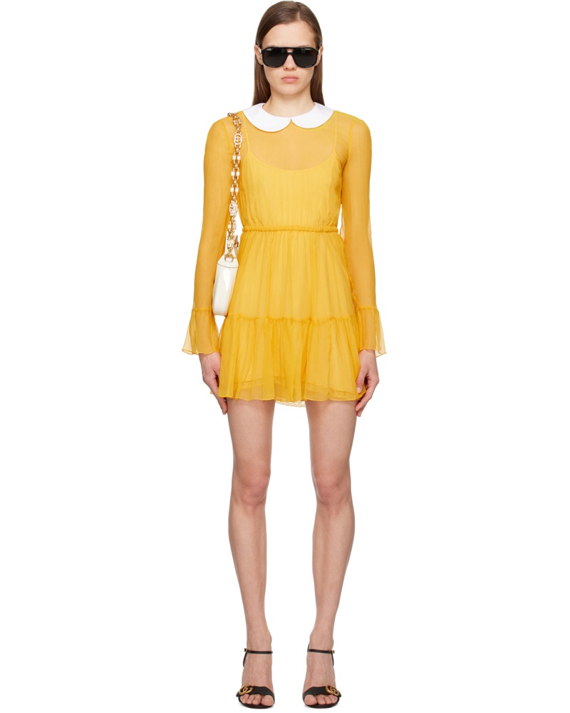 Gucci Damen Yellow Ruffled Minidress