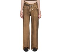 SSENSE Exclusive Brown Double Fold Jeans