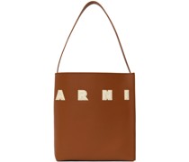 Brown Small Leather Museo Patches Tote
