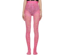 Pink Faux Lace Tights