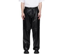 Black Zip Panel Leather Pants