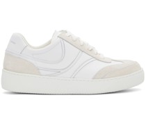 White & Beige Leather Sneakers