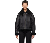 Black Loose-Fit Faux-Shearling Jacket