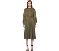 Khaki Silk Long Sleeve Dress
