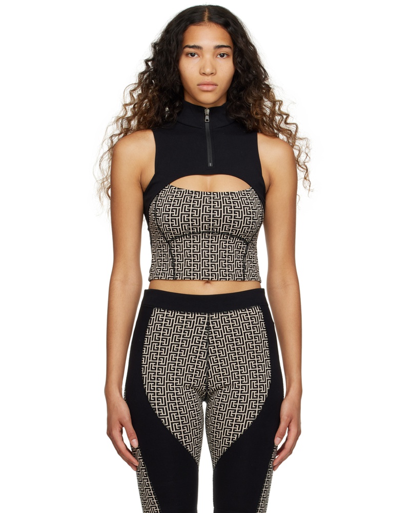 Balmain Damen Black Paneled Tank Top