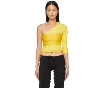 Yellow One-Shoulder Patch Shirt