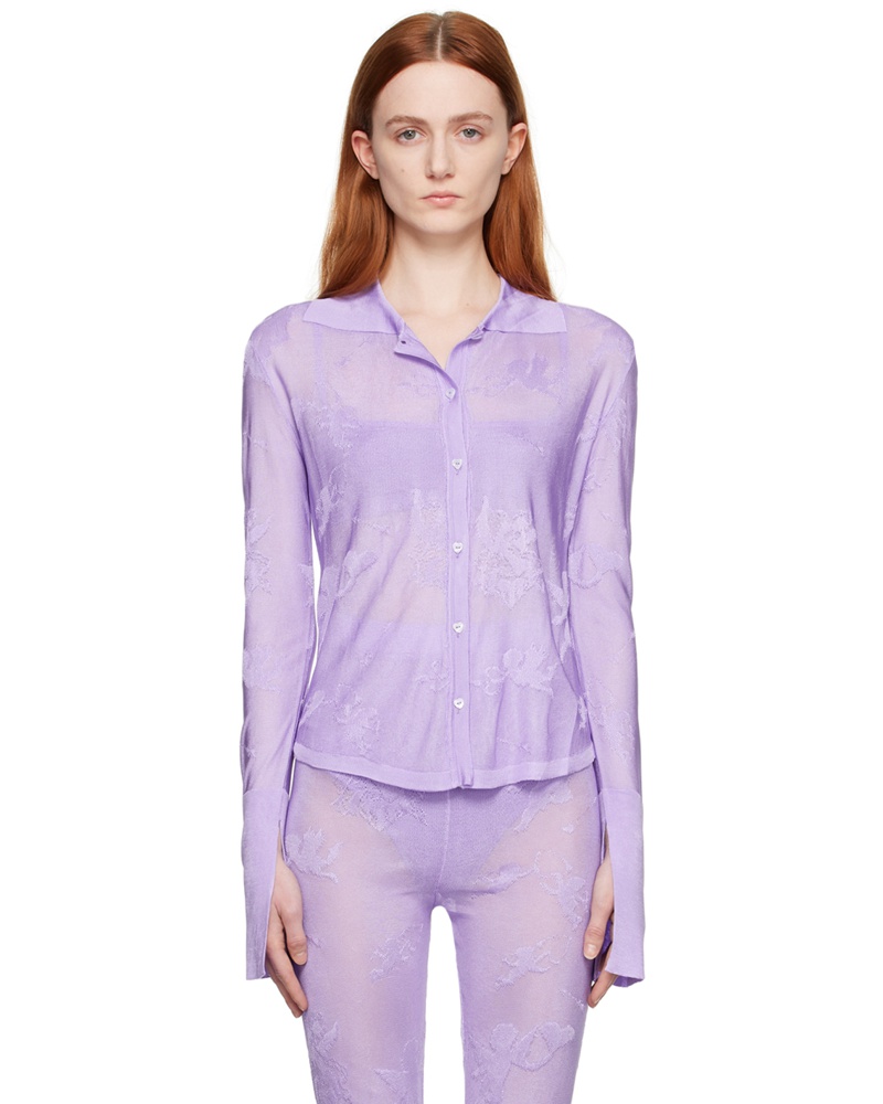 Marco Rambaldi Damen Purple Jacquard Shirt