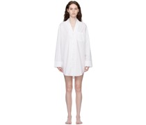 White Poplin Sleep Cotton Button Up Dress
