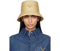 Beige V Logo Detail Bucket Hat