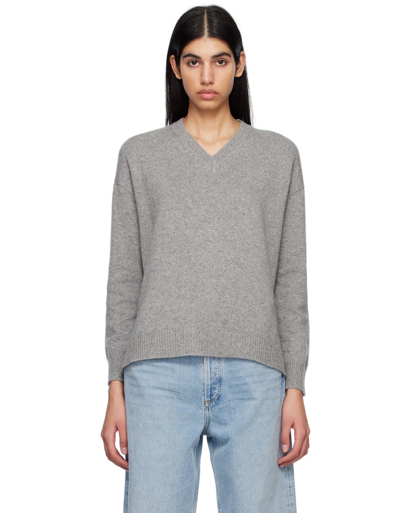 Max Mara Damen Gray V-Neck Sweater
