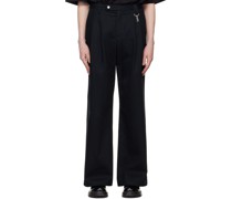 Black Double Pleat Trousers
