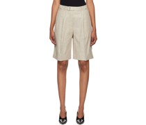 Beige Belted Shorts