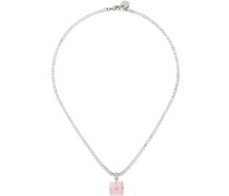 Silver & Pink Dice Charm Necklace
