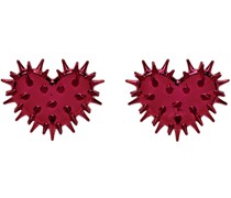 SSENSE Exclusive Pink Spiky Heart Earrings