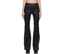 Black Simone Flared Leather Pants