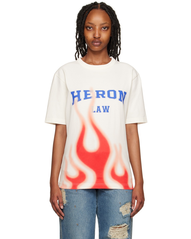Heron Preston Damen White 'Law Flames' T-Shirt