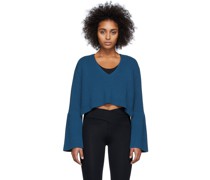 Blue High-Low V-Neck Sweater