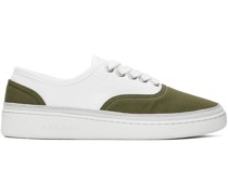 White & Khaki Plain Simple Sneakers