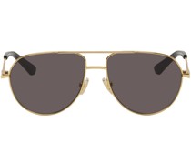 Gold Split Pilot Metal Sunglasses