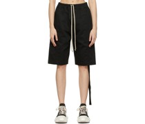 Black Cotton Twill Pusher Shorts