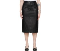 Black 5-Pocket Midi Skirt