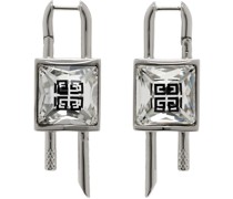 Silver Mini Lock Crystal Earrings