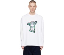 White Colorful Teddy Long Sleeve T-Shirt