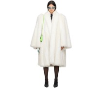 White A-Line Faux-Fur Coat