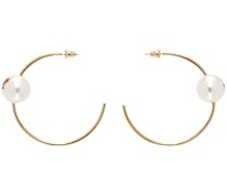 Gold Pearl & Roses Hoop Earrings