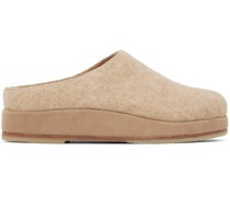 Beige Felt Contour Mules