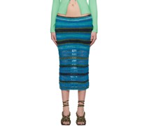 Blue Paneled Midi Skirt