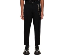 Black Chain Pleated Trousers