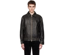 Black Faded Leather Jacket