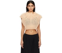 Beige Pleated Neck Blouse