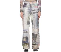 Gray Newspaper Cuts Jeans