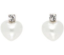 White Faux-Pearl Heart Earrings
