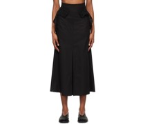 Black Cording Embroidery Maxi Skirt
