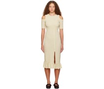 Beige Smocked Midi Dress