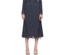 Gray Distressed Midi Skirt