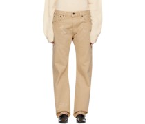 Beige Embroidered Jeans